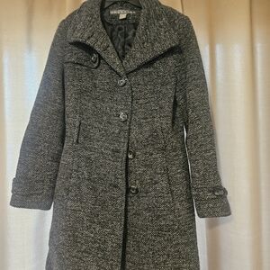 Kenneth Cole Tweed Gray Pea Coat